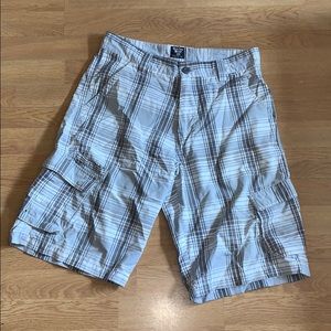 Preowned Anchor Blue Plaid Shorts Gray 